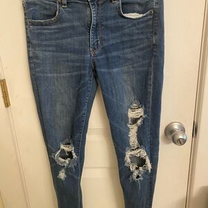 Distressed Blue Jeans